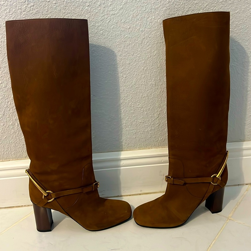 GUCCI
Brown Nubuck Leather Tess Tall Boots size 40 eu